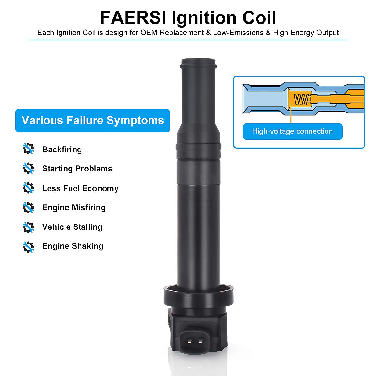 Condition photo showing New/Like New for faersi pack of 6 ignition coils compatible with kia lgnition coils 2007-2010 kia - magentis optima r