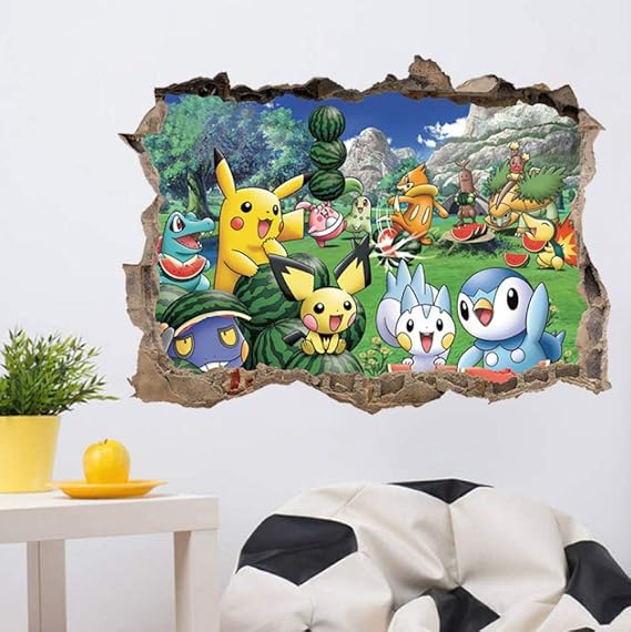 3D Wandtattoo Pokemon Wandaufkleber 45x60cm Wandaufkleber FüR Die