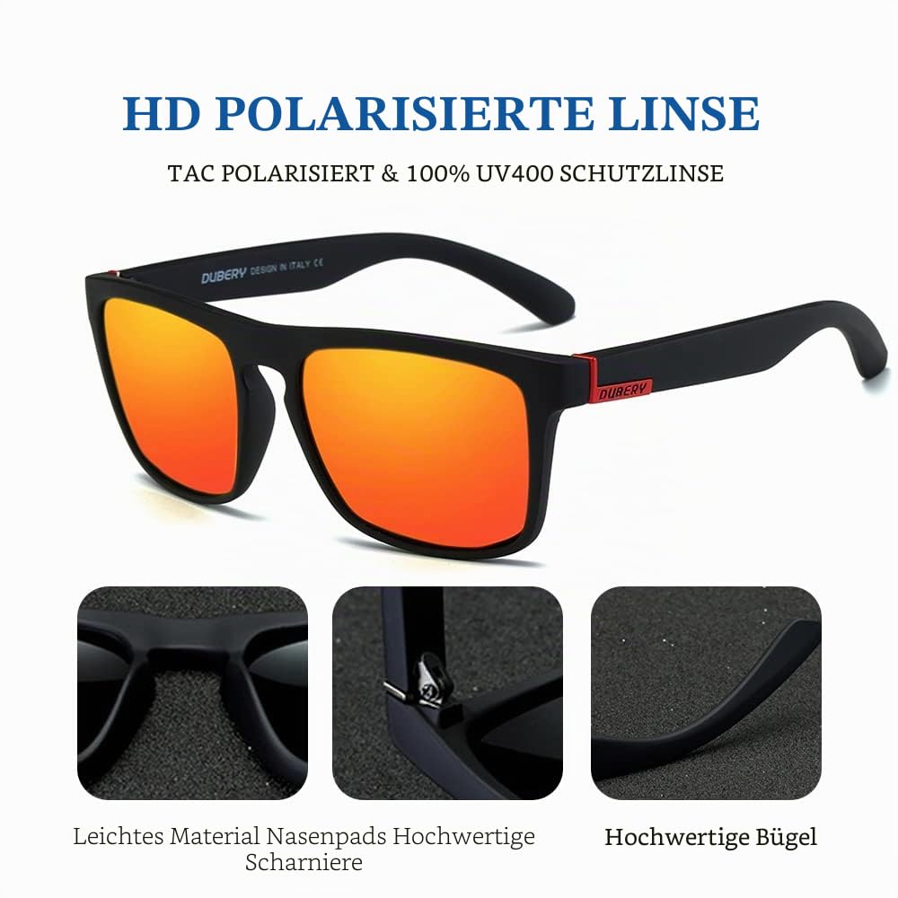HGDGears Polarisierte Sonnenbrille für Herren Damen-UV400 Schutz Leicht Retro Klassische Vintage-Ideal für Autofahren,Reisen,Angeln,Outdoor-Aktivitäten（Rot+Blau） 4
