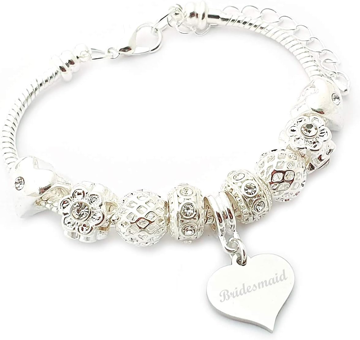 SanaBelle™ Bridesmaid Personalised Engraved Charm Bracelet Gift for Girls & Women