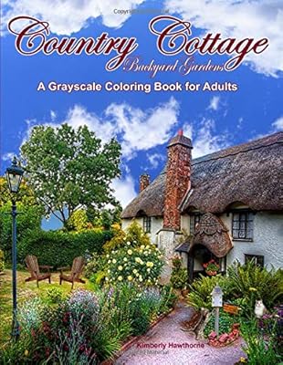 Country Cottage Backyard Gardens Grayscale Adult Coloring Book 37