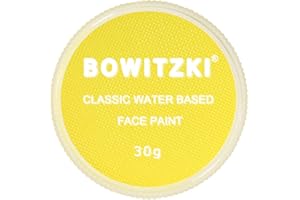 Bowitzki 30g Professional Face Paint Body Paint Water Based Face painting Makeup Safe for Kids and Adults Split Cake Single Color (Yellow)