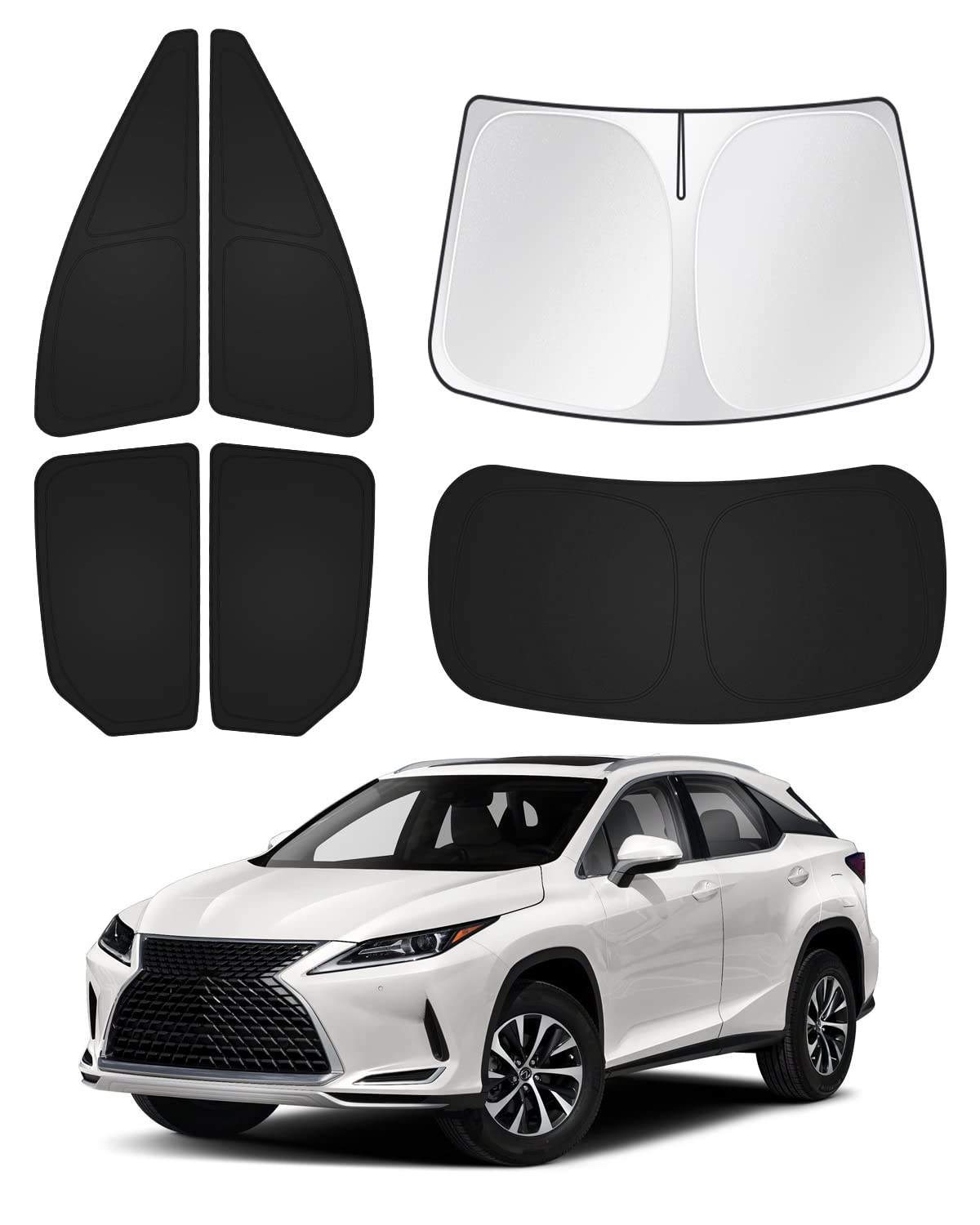 Photo 1 of Canvcle Sunshades for 2016-2022 Lexus RX Accessories Windshield Sun Shade Side Rear Window Shade Cover Sun Visor Shield Privacy Protection for Camping Keep Vehicle Cool Black 6PCS