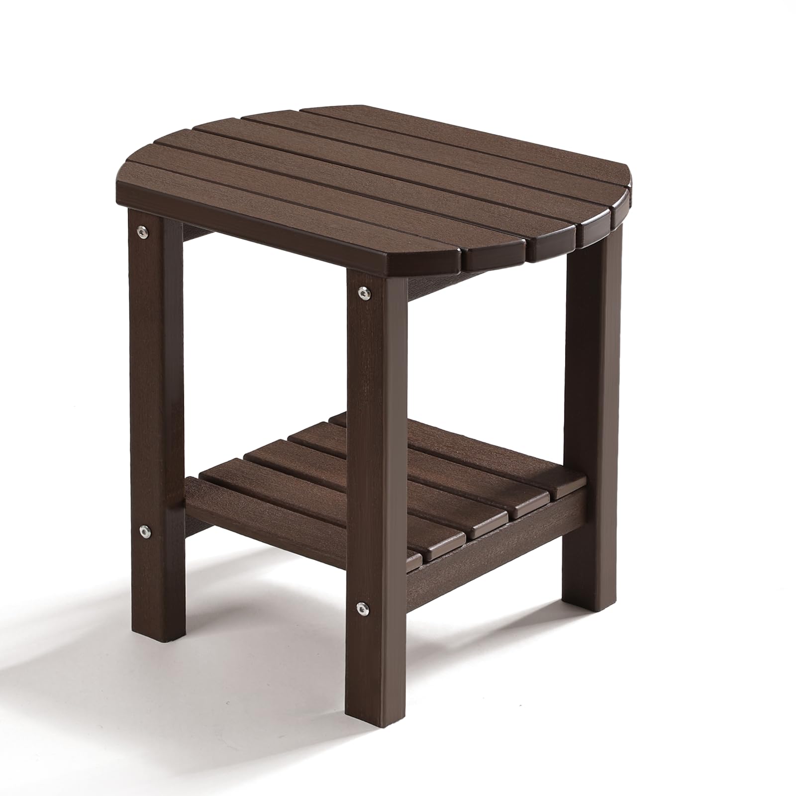 Photo 1 of **MISSING ASSEMBLY PIECE/ MISSING HARDWARE*** PASAMIC 2-Tier Adirondack Oval Outdoor Side Table, HDPE Small Outdoor Table, Patio End Table for Patio, Backyard, Weather-Resistant (Brown)