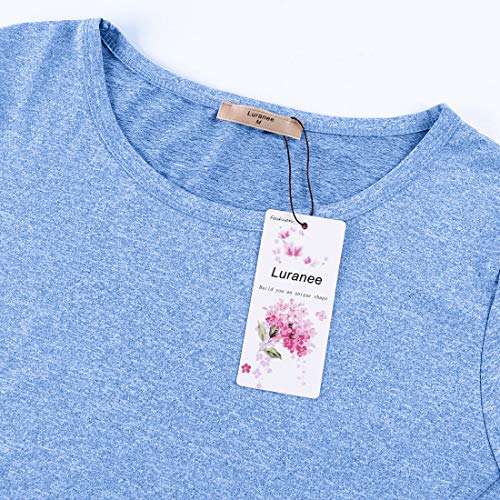 Luranee Activewear Tops for Women, Juniors Yoga Shirts Short Sleeve Exquisite Energetic Pilate Gym Clothes Breathable Athletic Workout Outfits Round Neck Form Fitting Quick Dry Summer Clothing Blue M