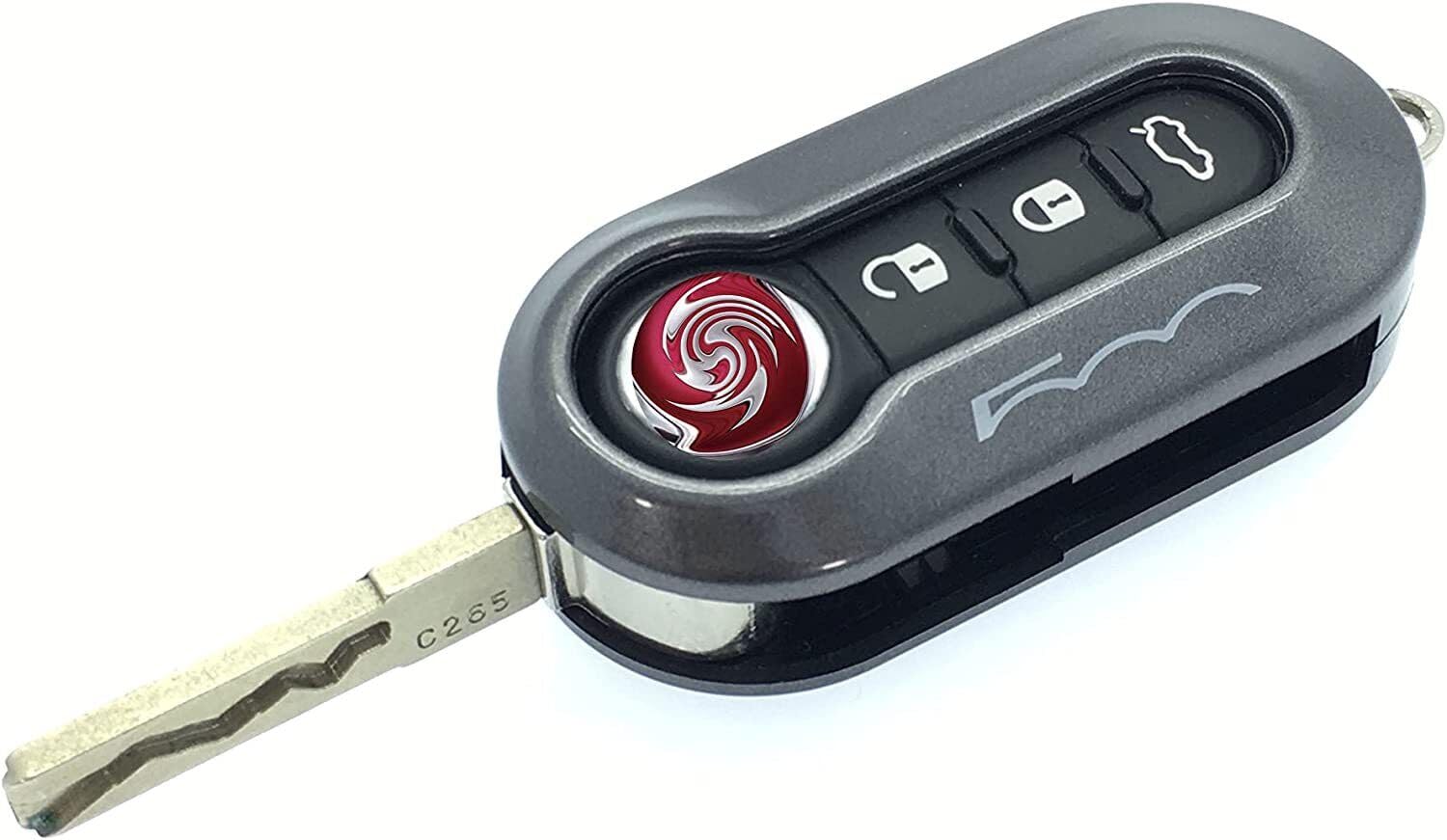 Nordecco Fiat 500 Key Case Cover - Fits 500, 500C, 500L & Abarth - 3 Button Flip (Grey)