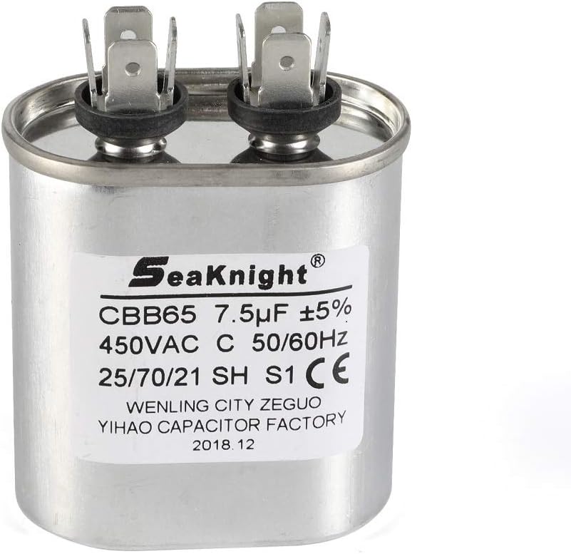 BlueCatELE Generic 7.5 uF MFD Motor Run Capacitor Air Conditioner Capacitor Single Oval 450V AC Withstand Voltage for Condenser or Heat Pump