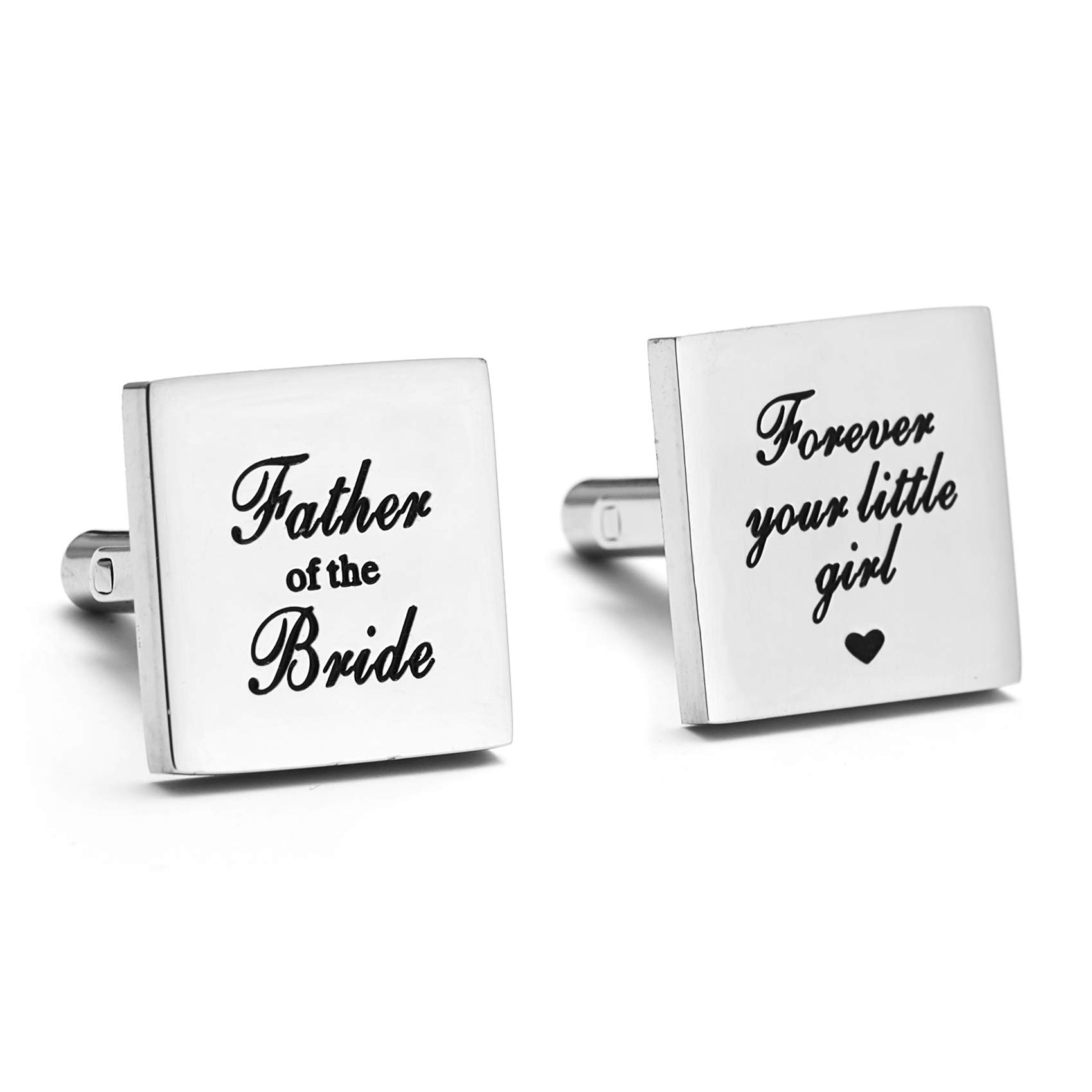 Melix Home Father of the Bride, Forever Your Little Girl Stainless Steel Cuff Links Gift For Dad From Daughter Son (White)