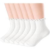 Mcool Mary Ruffle Socks for Girls Toddler School Uniform Kids Cotton Cute Frilly Ankle Socks 6 Pairs