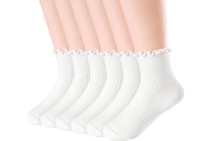 Mcool Mary Ruffle Socks for Girls Toddler School Uniform Kids Cotton Cute Frilly Ankle Socks 6 Pairs