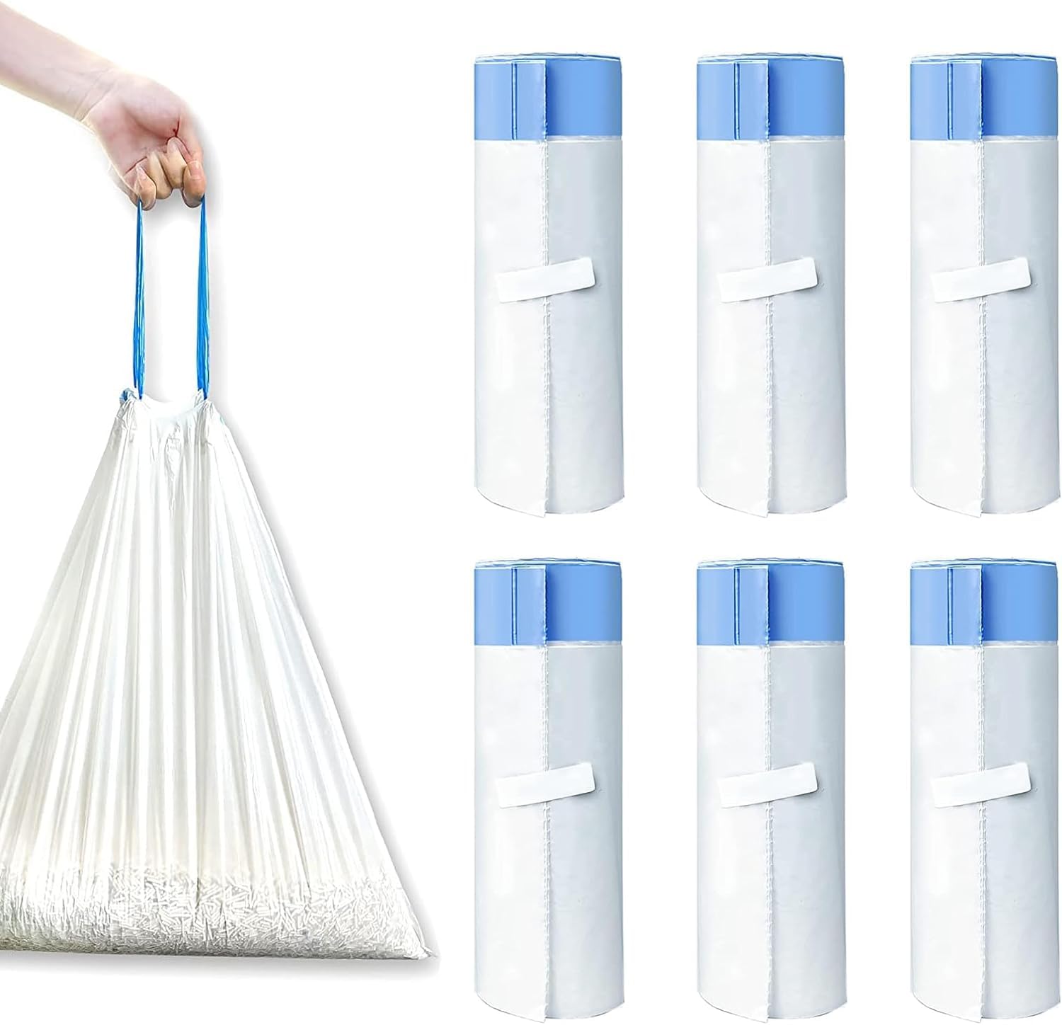 RMAN 90 Pcs Cat Litter Tray Liners with Drawstring 50 x 45 cm Large Cat Litter Bags for Self Cleaning Cat Litter Tray, Scratch Resistant, Leak Proof and Heavy Duty - 6 Pack