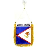 AZ FLAG American Samoa Car Flag 4x6 in 100D Polyester Suction Cup | Outdoor use American Samoan 15x10 cm car flag stitched weather resistant finish