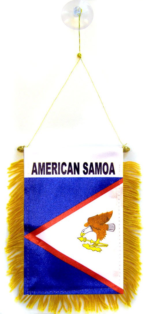 AZ FLAG - American Samoa Mini Banner - 6'' x 4'' - 100% Polyester American Samoan Small Pennant for Car - Double-sided Flag with Suction Cup Hanger
