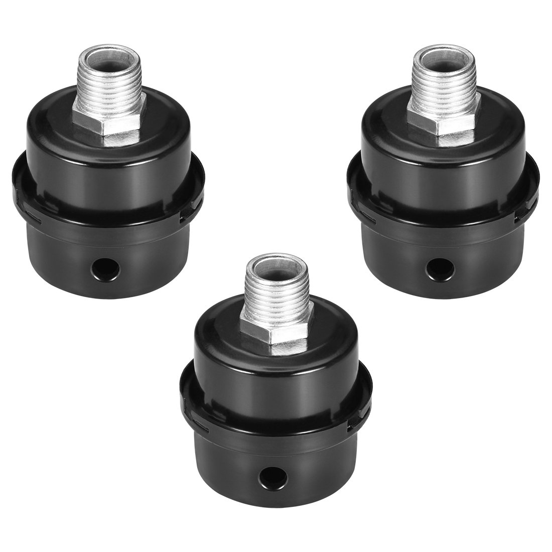 Sourcingmap 3pcs Metal Air Compressor Filter Silencer, 3/8 BSP 16mm Thread, 2.83" Height, 2.44" Diameter