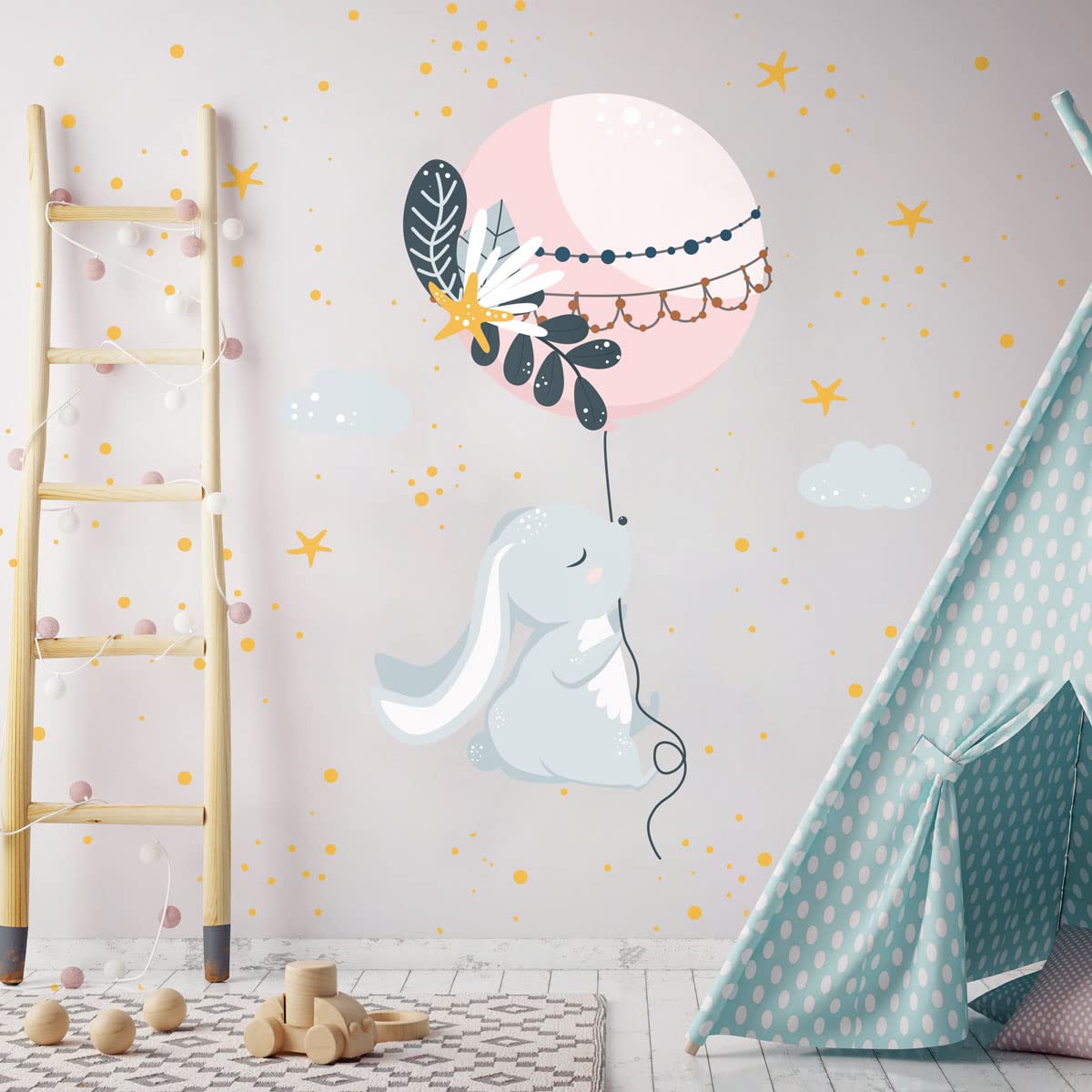Children's Wall Stickers - Baby Room Decoration - Indian Rabbit Wall Sticker - Height 90 x Length 60 cm โ image 1