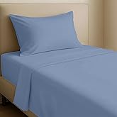 California Design Den Twin Sheets Set - Natural 100% Cotton Sheets with 12" Pockets, Soft Sateen Weave, Breathable and Durable Bedding Set for Dorm Rooms, College (Blue Hydrangea)