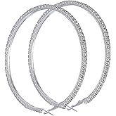 LXUEJIE Large Rhinestone Hoop Earrings for Women, Shining Crystal Rhinestone Dangle Extra Big Hoop Earrings Big Bling Silver Earrings for Women, 80 mm