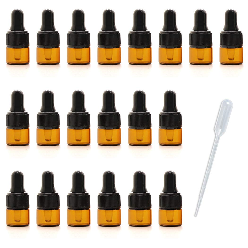 ZbFwmx 20Pack Set 1ML Glass Bottles with Glass Eye