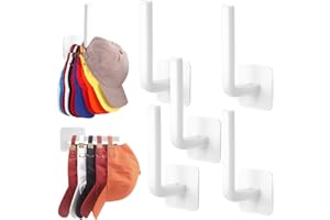 Letohoumia Hat Racks for Baseball Caps Wall, 5 Pack Adhesive Hat Hooks Hanger Holder, Multi-Purpose Strong Hook Organizer Can Hold More Than 10 Hats for Door/Closet