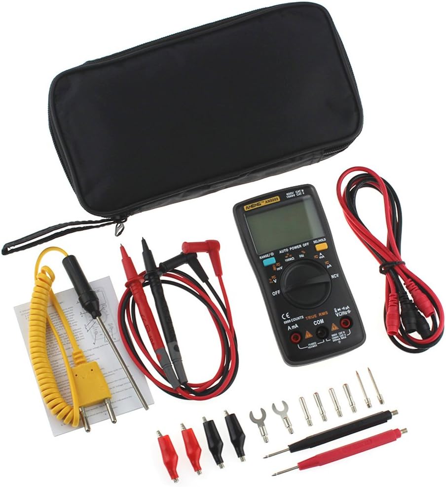 Hardli AN8009 True-RMS Auto Range Digital Multimeter NCV Ohmmeter Voltage Ammeter Black