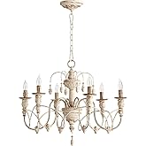 Quorum 6016-6-70 Traditional Six Light Chandelier from Salento Collection in White Finish,