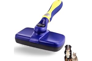 NursCare Self Cleaning Dog Slicker Brush - Slicker Brush for Dogs & Cats - Gently Removes Loose Undercoat, Mats & Tangles for All Hair Types. Dark Blue