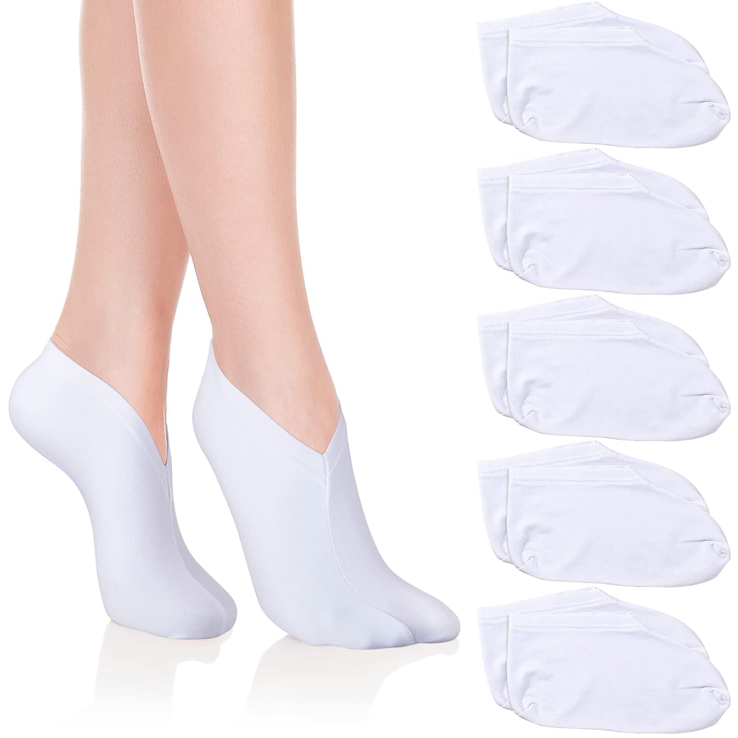 5 Pairs Moisturizing Socks Overnight Spa Socks for Dry Feet, Moisture Enhancing Socks, Cosmetic Moisturizing Socks for Women and Men, White : Beauty