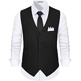 Gentle Season Men's Formal Suit Vest with Tie &amp; Pocket Square | Slim Fit Single Breasted 5 Buttons Waistcoat Vest Set for Men, Adjustable Waist, 3 Real Pockets