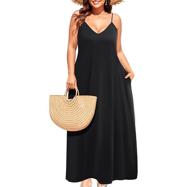 Vestido Largo De Verano Para Mujer - Tirantes Delgados, Sin Mangas, Talla Grande, Ideal Para Playa