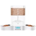 HoneyGuaridan Automatic Cat Feeder for Two Cats,3.5L Cat Food Dispenser with Stainless Steel Bowl,Timed Cat Feeder Programmable 1-6 Meals Control, Dual Power Supply,Desiccant Bag,10s Meal Call Whit