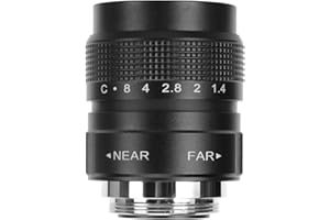 GOWENIC 25mm F1.4 CCTV Lens, C Mount Camera Lens with 19.6 Wide Viewing Angle, CCTV Video Vari Zoom Lens for Shop Parking House Warehouse (Black)