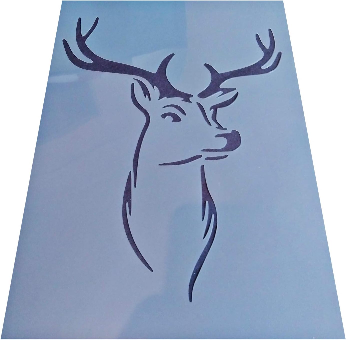 Vintage Shabby Chic stag Head Impression Plastic Stencil Sheet for Crafts Walls Furniture (A4 297x210mm) Design F
