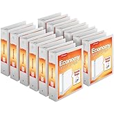 Cardinal Economy 3-Ring Binders, 3", Round Rings, Holds 625 Sheets, ClearVue Presentation View, Non-Stick, White, Carton of 12 (90651)