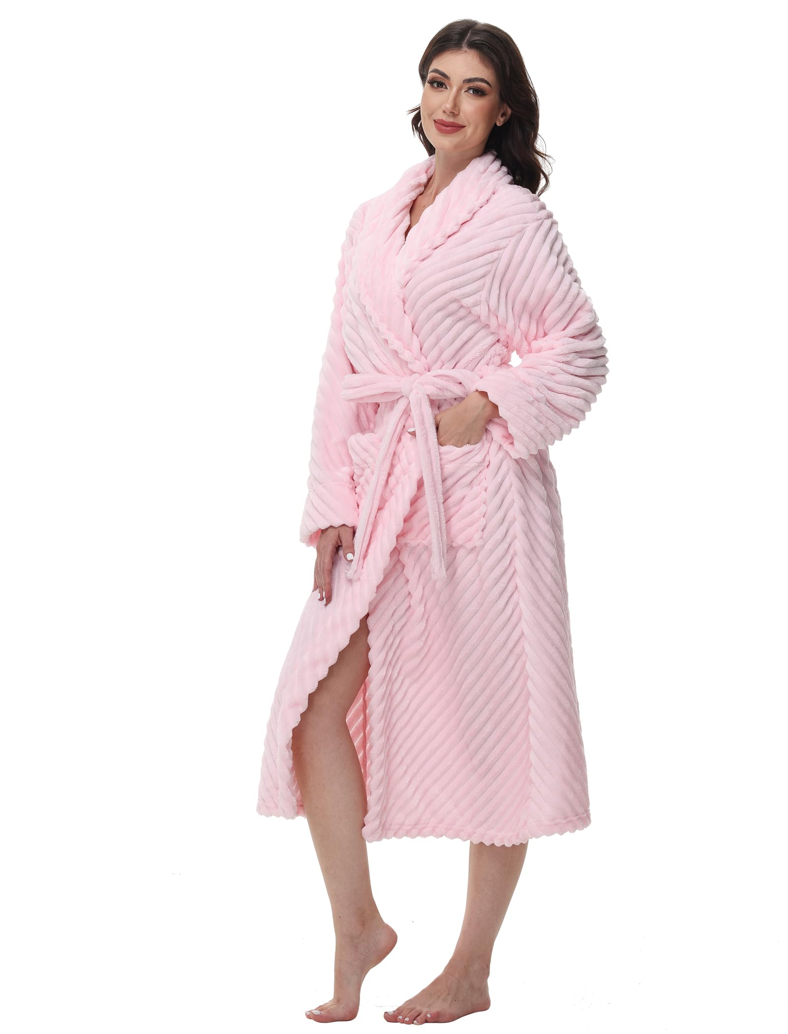 Yurhap Premium Robes for Women - Super Soft Cozy Fleece Womens Robe Plush Long Bathrobe