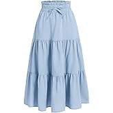 Floerns Girls Boho Floral Print High Waist Flare Hem Summer Long Skirt