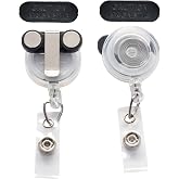 2 Pack - Magnetic Name Badge Holder - Retractable Badge Reel with Magnet Back - Retracting Clothing Friendly Lanyard Work ID Holder for Shirt, Lapel, Scrubs, and More by Specialist ID (Clear)