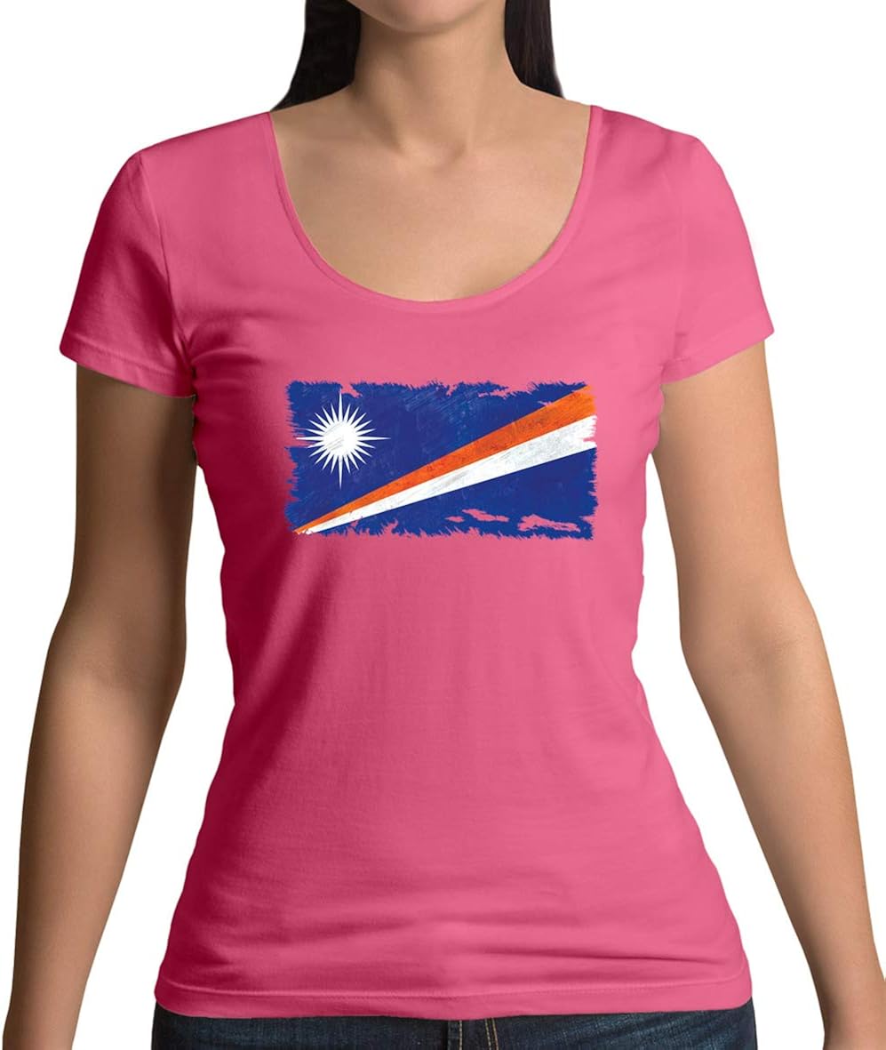 Marshall Islands Grunge Style Flag Womens Premium Scoop Neck TShirt