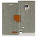 GOOSPERY Canvas Wallet for Samsung Galaxy Note 4 Case (2014) Denim Stand Flip Cover - Grey