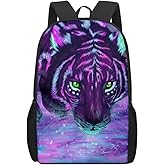 Cumagical Kids Backpack Fashion Purple Tiger Print for Boys Girls Lightweight Daypack