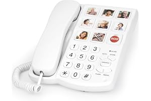 SANGYN Big Button Phones for Seniors, Picture Replaceable Extra Loud Ringer Corded Basic Landline Telephone for Hearing Impaired Visually Impaired Elder Emergency House Phones