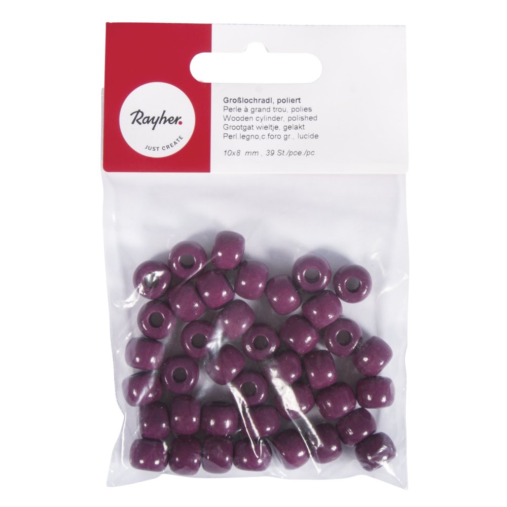 Rayher 1203039 Large Hole Wheel Polished 10/8 mm Self-Service Bag of 39 Purple