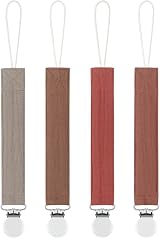 MoodyBaby Soft Organic Muslin Cotton Dummy Clips 4 Pack Neutrals Rust Brown