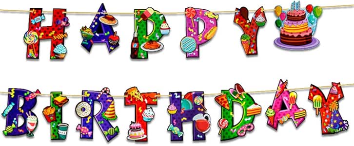 Candy Happy Birthday Banner para niños helado, tarta, postre de Coca