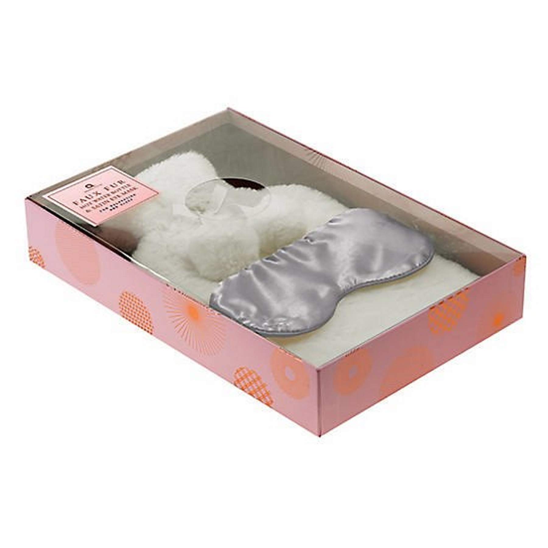Cream Faux Fur Hot Water Bottle & Satin Eye Mask