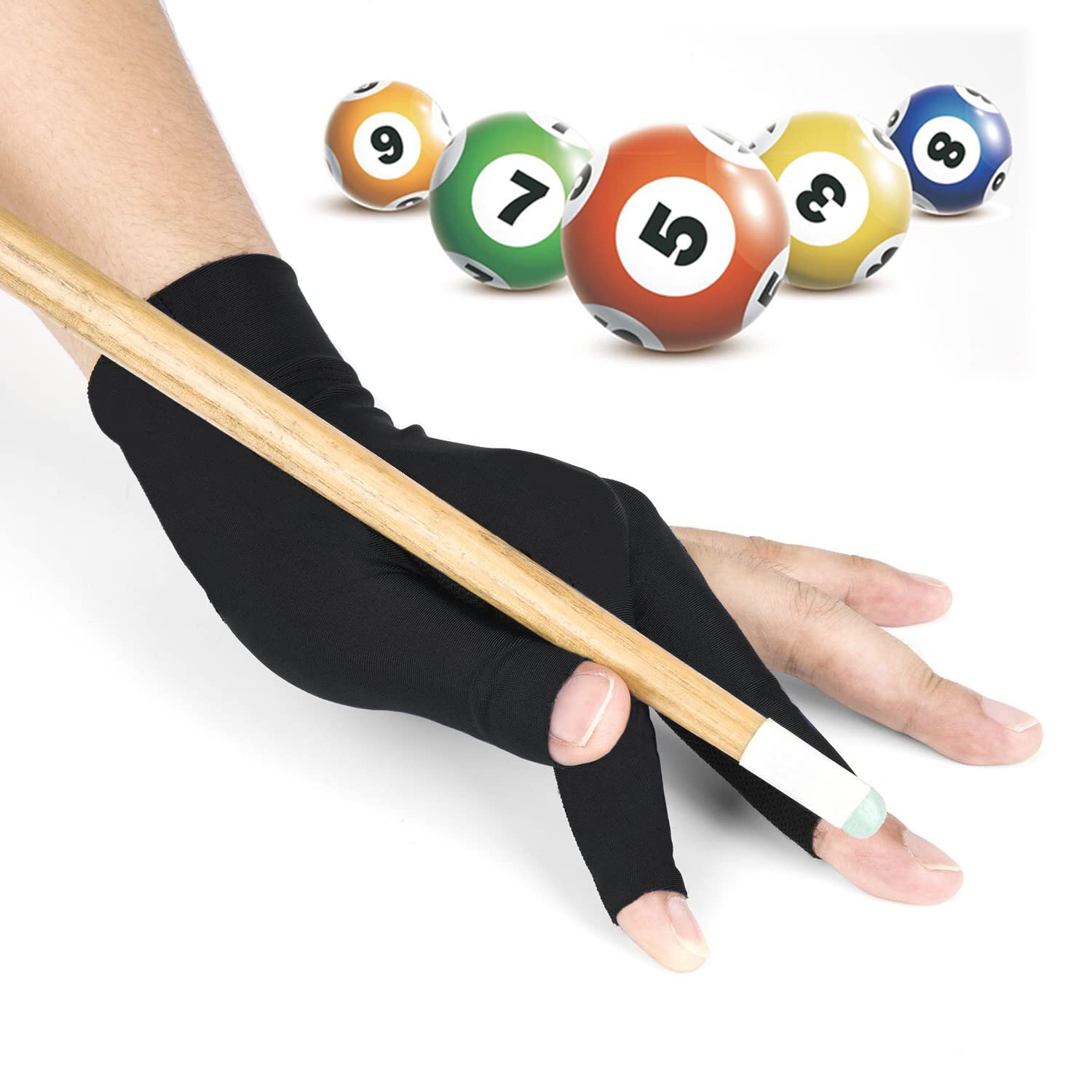 IBLUELOVER Billiard Gloves Snooker Gloves Anti Slip 3 Fingers Cue Pool Gloves Elastic Left Hand Billiard Pool Gloves Breathable Show Gloves Billiard Accessories for Men Women Adults