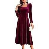 BeryLove Women Velvet Dress Cocktail Party Evening Dresses Long Sleeve Wedding Guest Formal Dresses