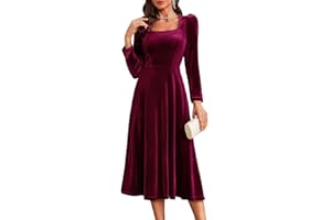 BeryLove Women Velvet Dress Cocktail Party Evening Dresses Long Sleeve Wedding Guest Formal Dresses
