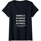 Womens Funny Computer Binary Code Programmer Developer Geek Gift V-Neck T-Shirt