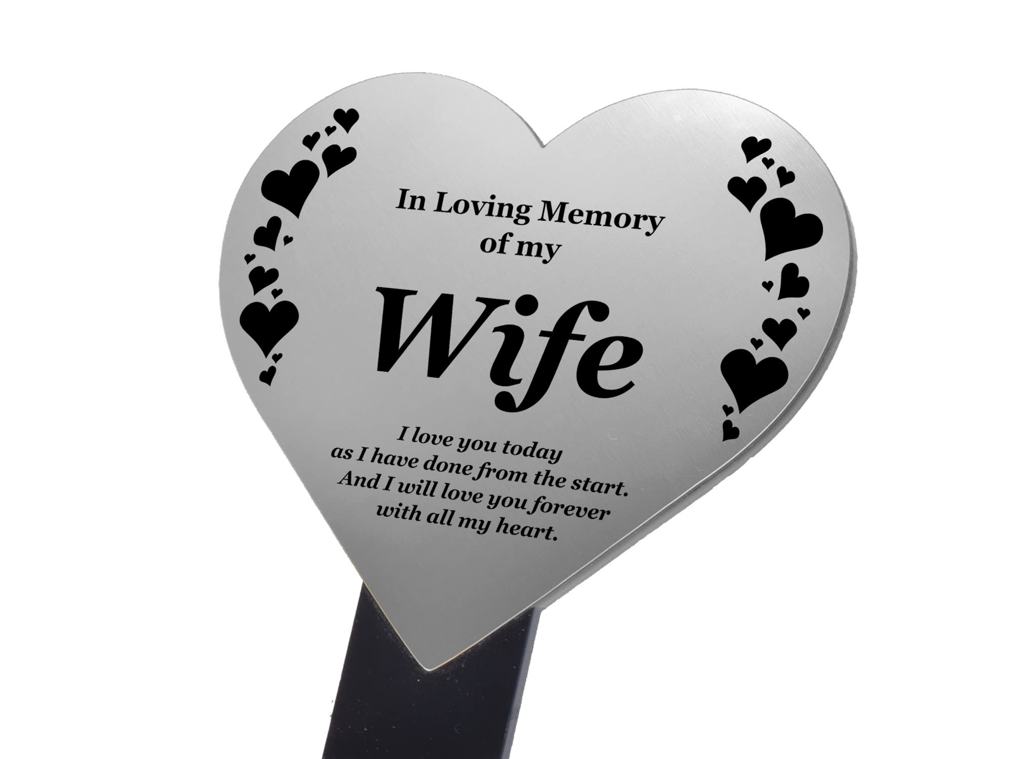 OriginDesigned Wife Memorial Remembrance Plaque Stake, HEART SHAPE - Gold/Silver/Copper, Waterproof, Outdoor, Grave Marker, Tribute, Plant Marker Active Restock requests: 0 (Silver) — image 1