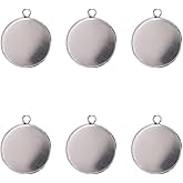 Stainless Steel Round Pendant Blank Tray for Jewelry Making Cabochon Settings 30pcs 20x20mm